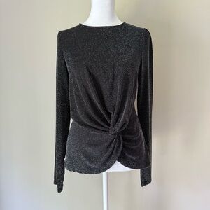 Whimsigoth Shimmery Form Fitting Round Neck Long Sleeve Top